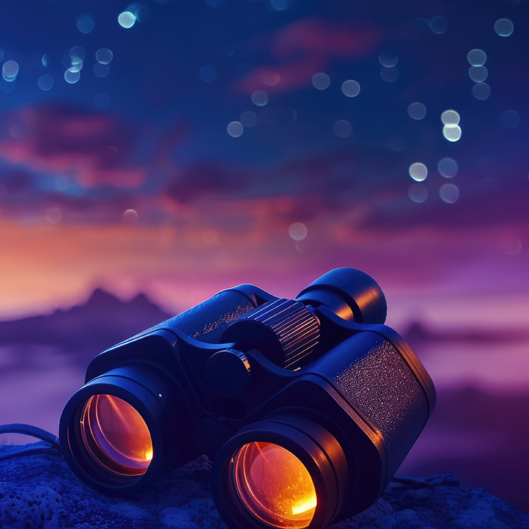 binoculars and stars